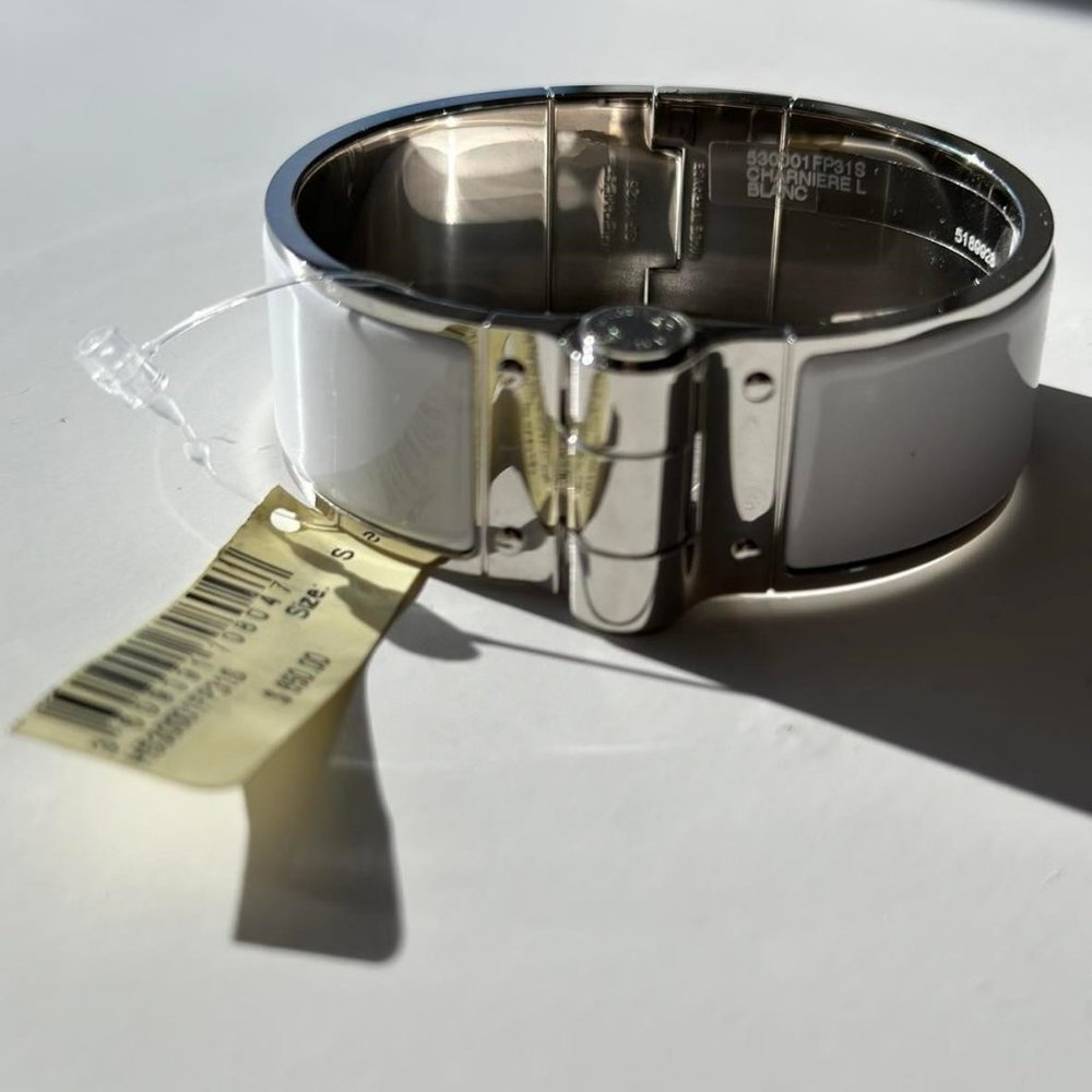 Hermès Charniere Silver Palladium-Plated Enamel Bracelet - Small
